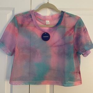 Tie dye Mesh Cropped T-Shirt | Women’s L